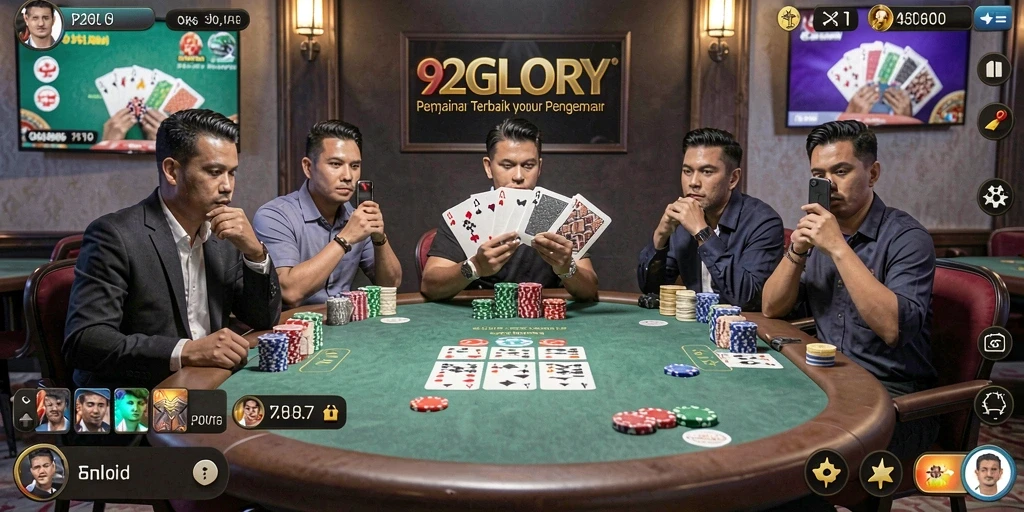 Tampilan gameplay menarik dalam permainan poker 92GLORY.