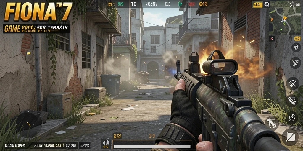 Gameplay seru FIONA77 dalam aksi menembak.