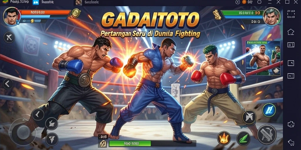 Screenshot menampilkan pertarungan seru dalam GADAITOTO dengan karakter yang dinamis.