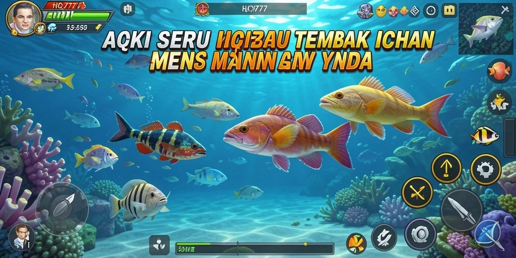Screenshot menampilkan aksi seru menembak ikan di HQ777.