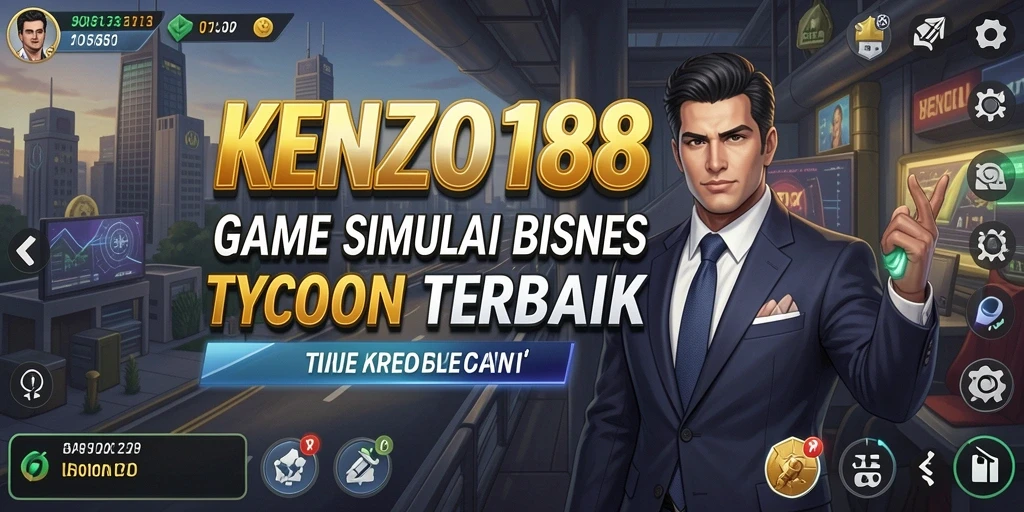 Tampilan gameplay KENZO188 dengan berbagai bisnis yang berkembang.