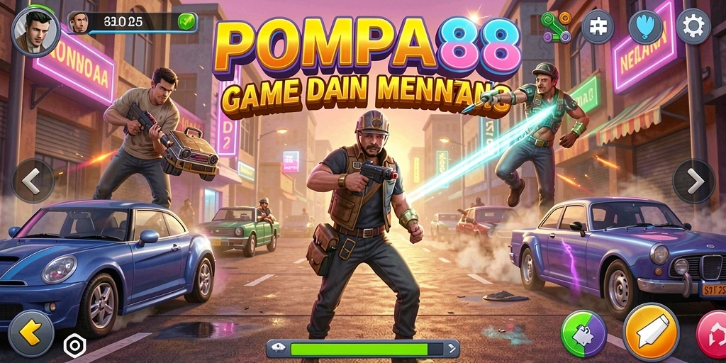 Tampilan gameplay seru dari POMPA88 dengan tantangan arcade.