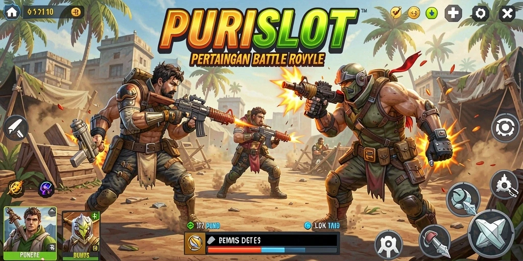 Tampilan aksi mendebarkan dalam permainan Battle Royale.