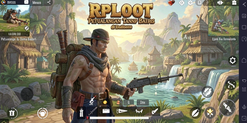 Screenshot gameplay RPLOOT yang menunjukkan aksi menjelajahi dunia terbuka.