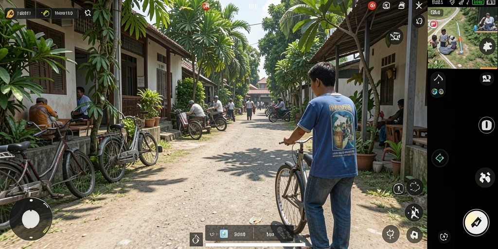 Screenshot menampilkan gameplay <strong>SD107</strong> dengan elemen simulasi kehidupan sehari-hari.