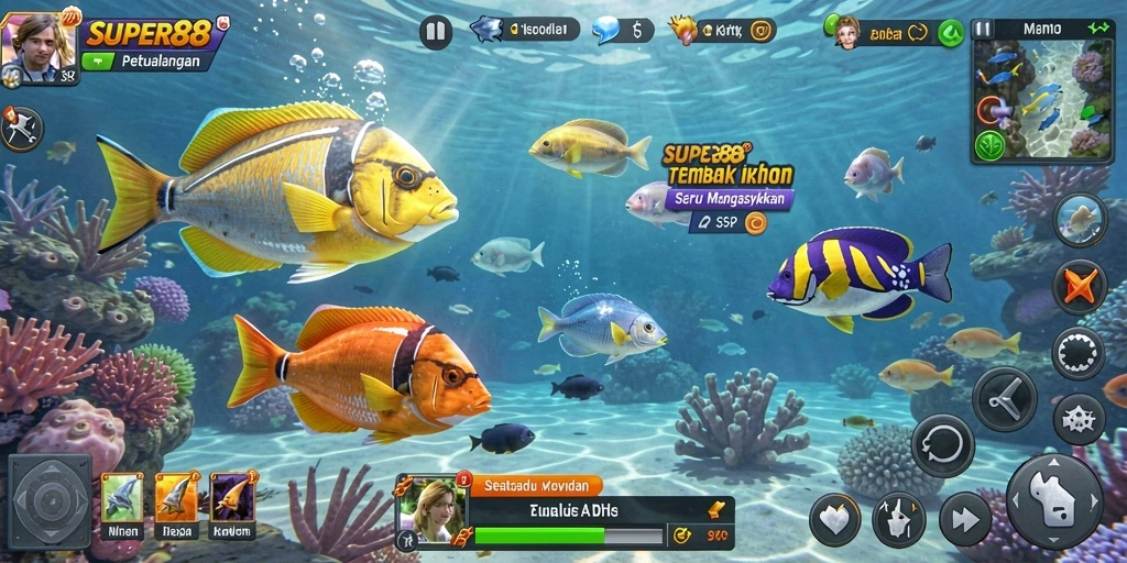 Screenshot dari gameplay yang menarik di <strong>SUPER88</strong> dengan berbagai jenis ikan yang menunggu untuk ditangkap.